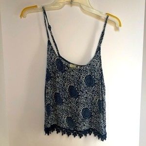 LA Hearts Boho navy and white floral tank top, size medium